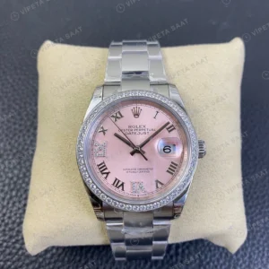 Rolex Datejust Baget Pembe Super Clone ETA Saat detay 4