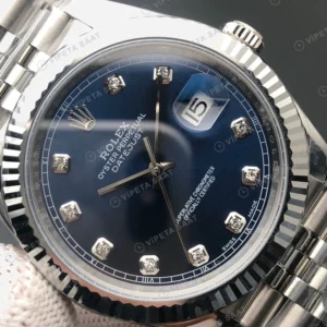 Rolex Datejust Baget Mavi Super Clone ETA Saat karşıdan görünüm