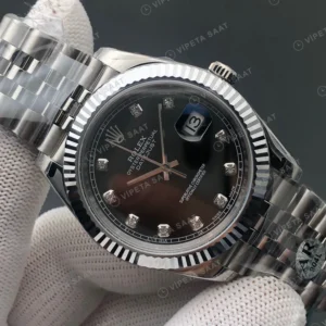 Rolex Datejust Baget Siyah Super Clone ETA Saat karşıdan görünüm