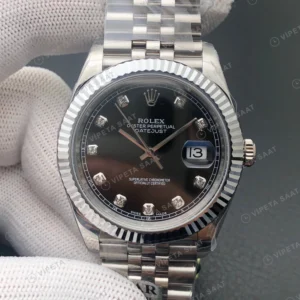 Rolex Datejust Baget Siyah Super Clone ETA Saat yan görünüm
