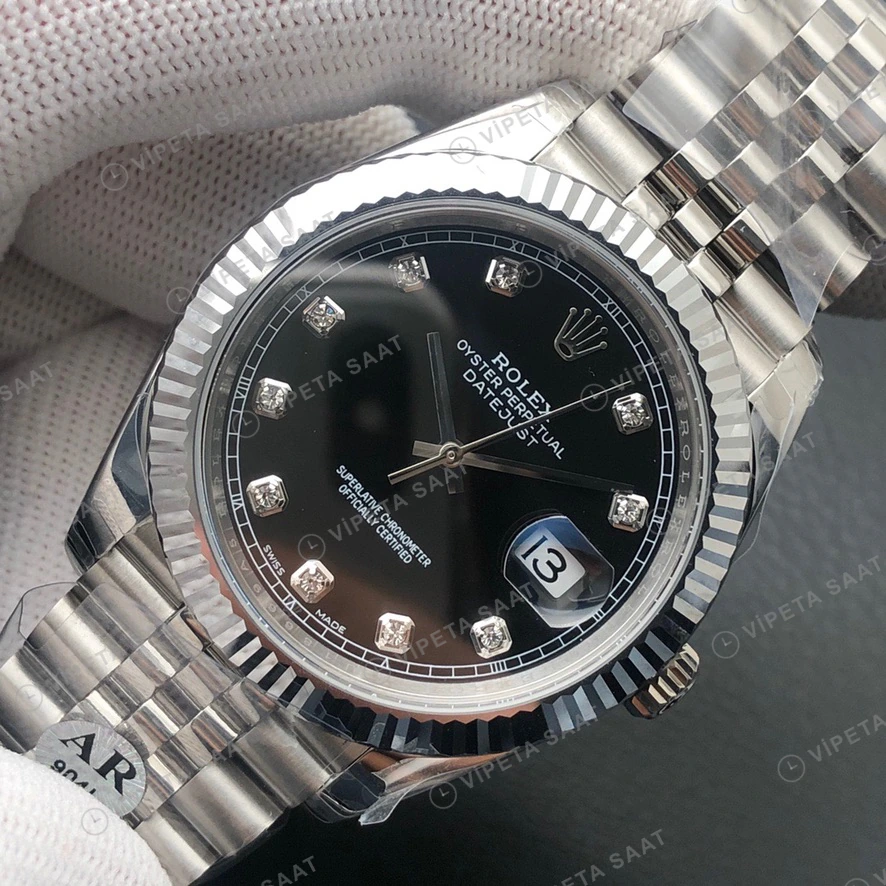 Rolex Datejust Baget Siyah Super Clone ETA Saat detay 4
