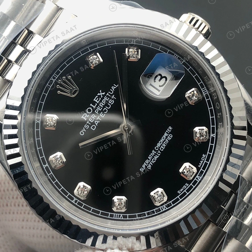 Rolex Datejust Baget Siyah Super Clone ETA Saat detay 8