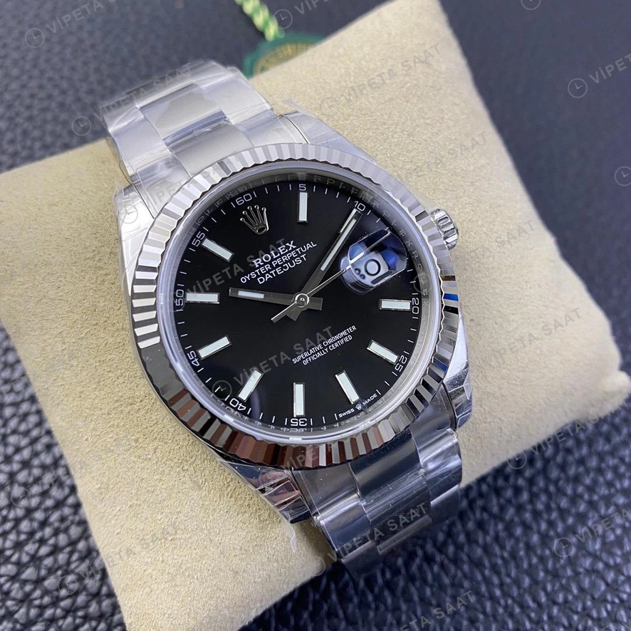 Rolex Datejust Siyah Super Clone ETA Saat detay 6