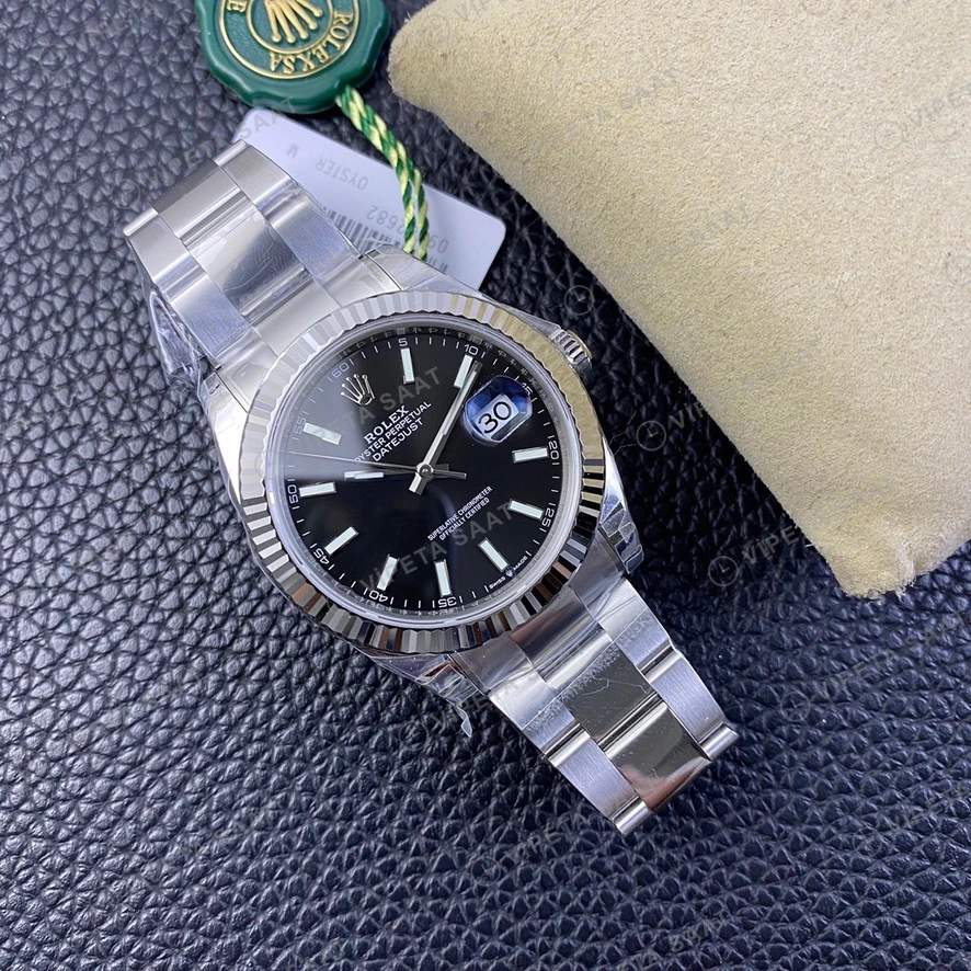 Rolex Datejust Siyah Super Clone ETA Saat detay 7