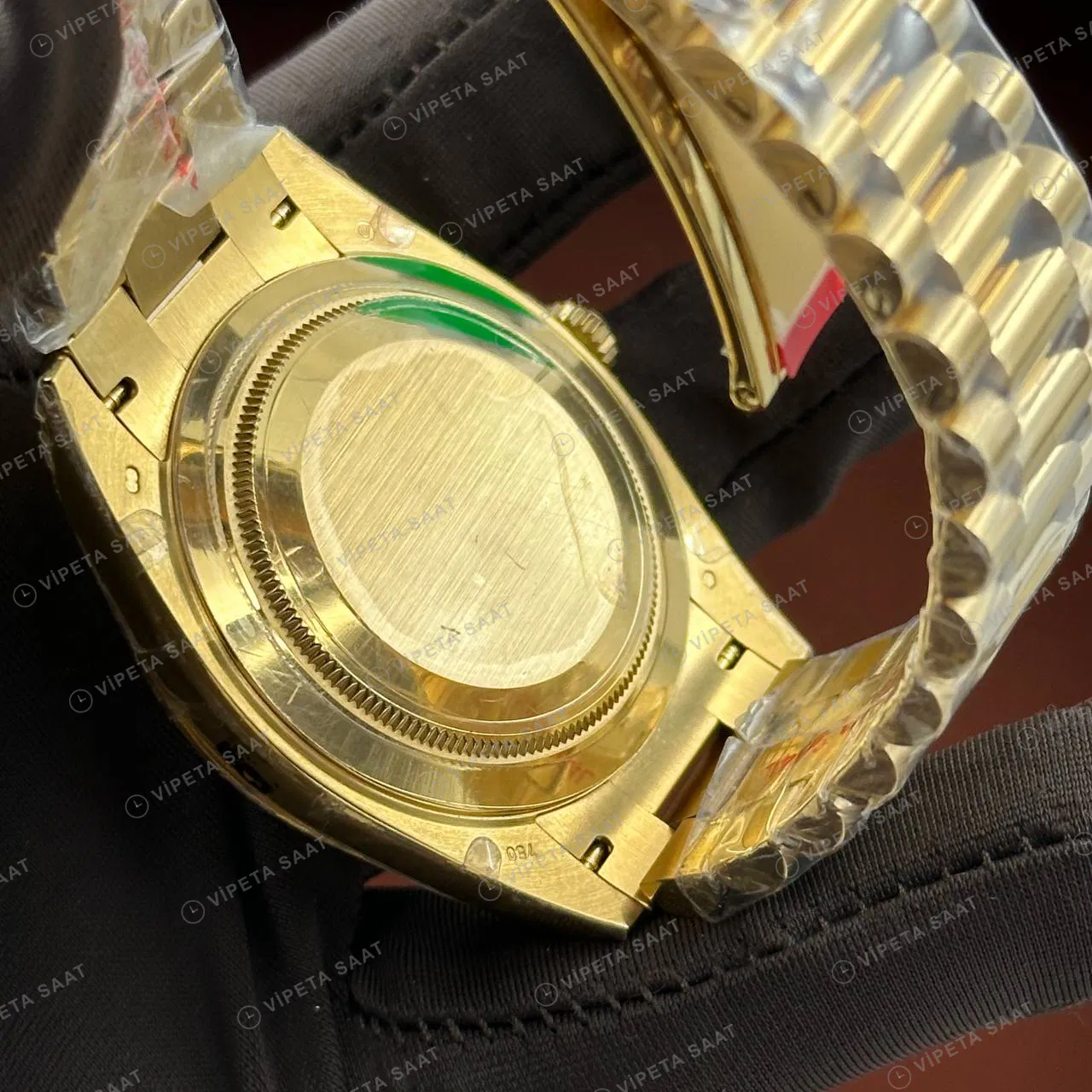 Rolex Day-Date 128238 36 mm Mavi Kadranlı President Sarı Altın Super Clone Eta Saat detay 4