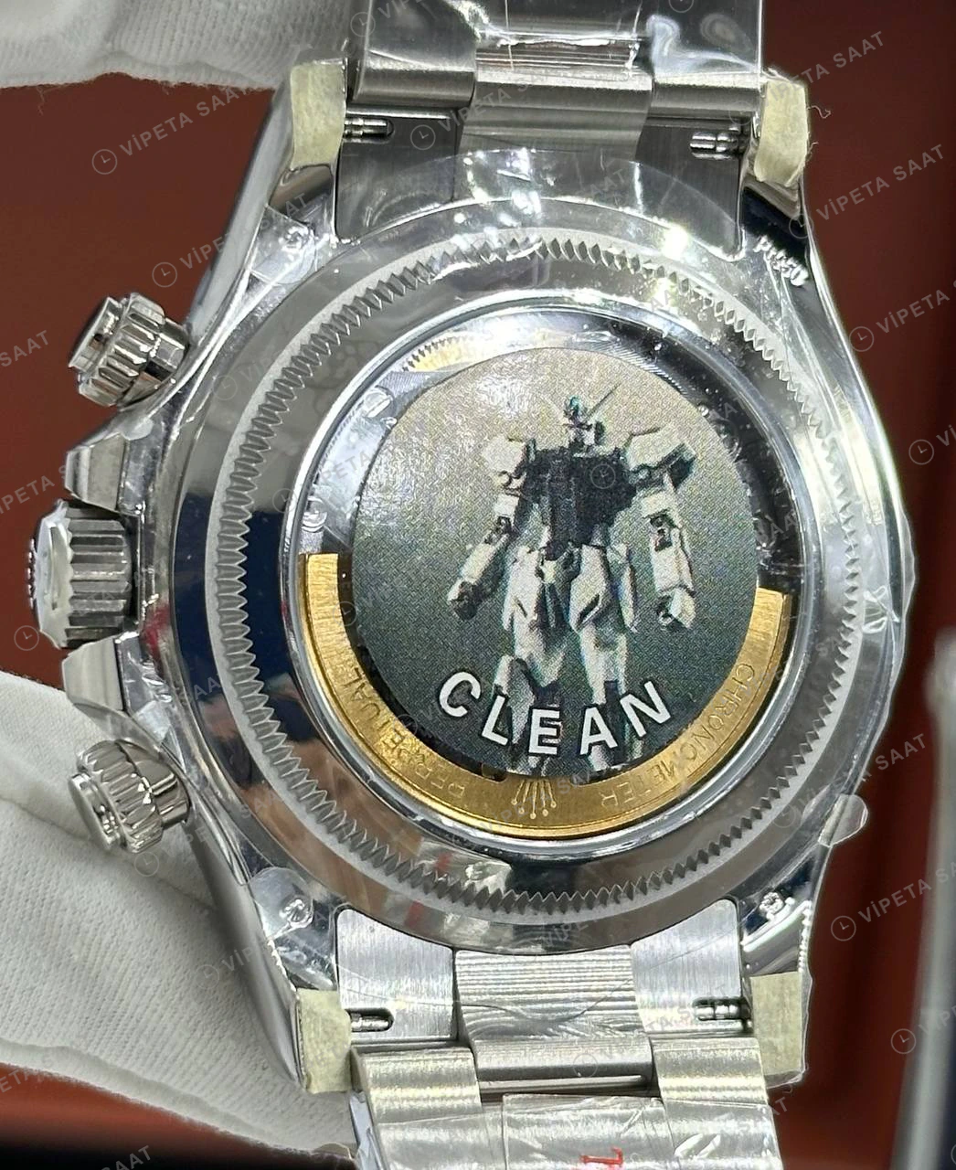 Rolex Daytona 116506 40 mm Buz Mavi Kadranlı Oysterflex Super Clone Eta Saat detay 3