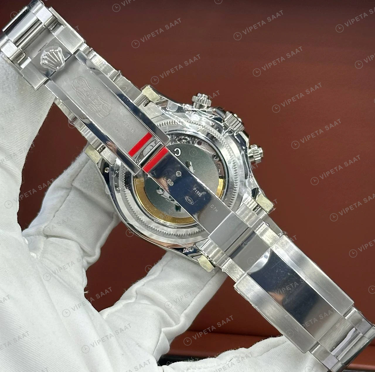 Rolex Daytona 116506 40 mm Buz Mavi Kadranlı Oysterflex Super Clone Eta Saat detay 6