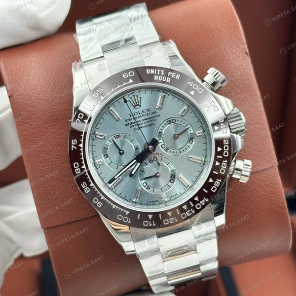 Rolex Daytona 116506 40 mm Buz Mavi Kadranlı Seramik 2 Super Clone Eta Saat detay 5