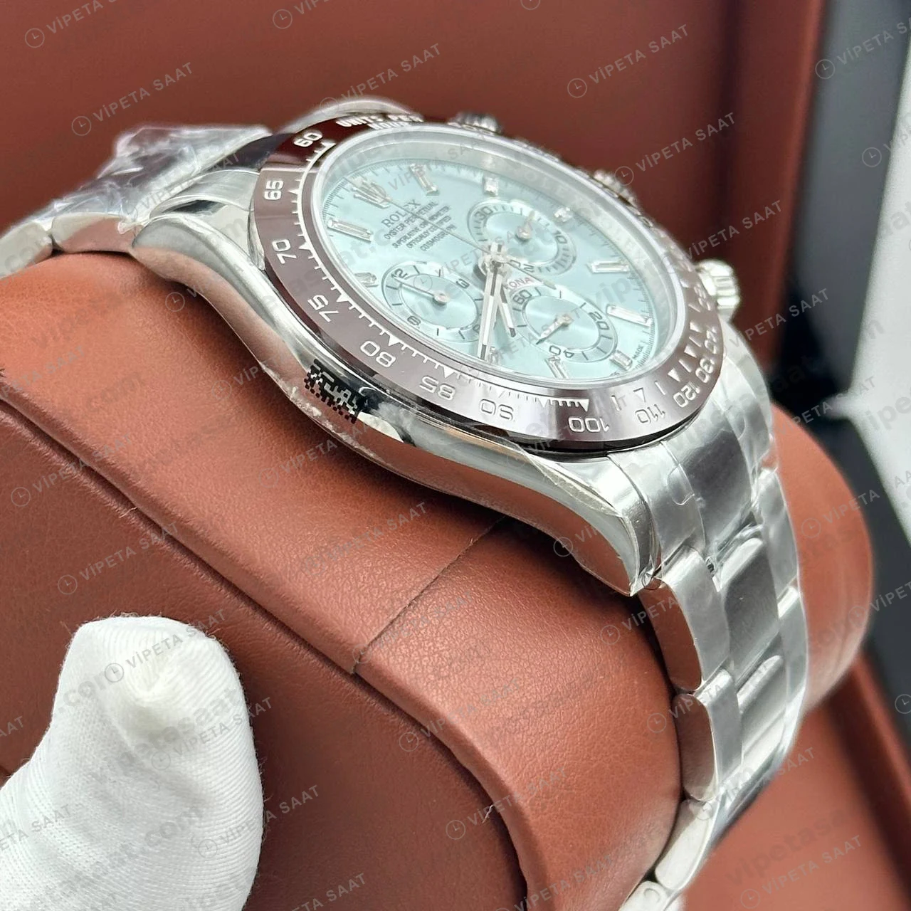 Rolex Daytona 116506 40 mm Buz Mavi Kadranlı Seramik 2 Super Clone Eta Saat detay 6