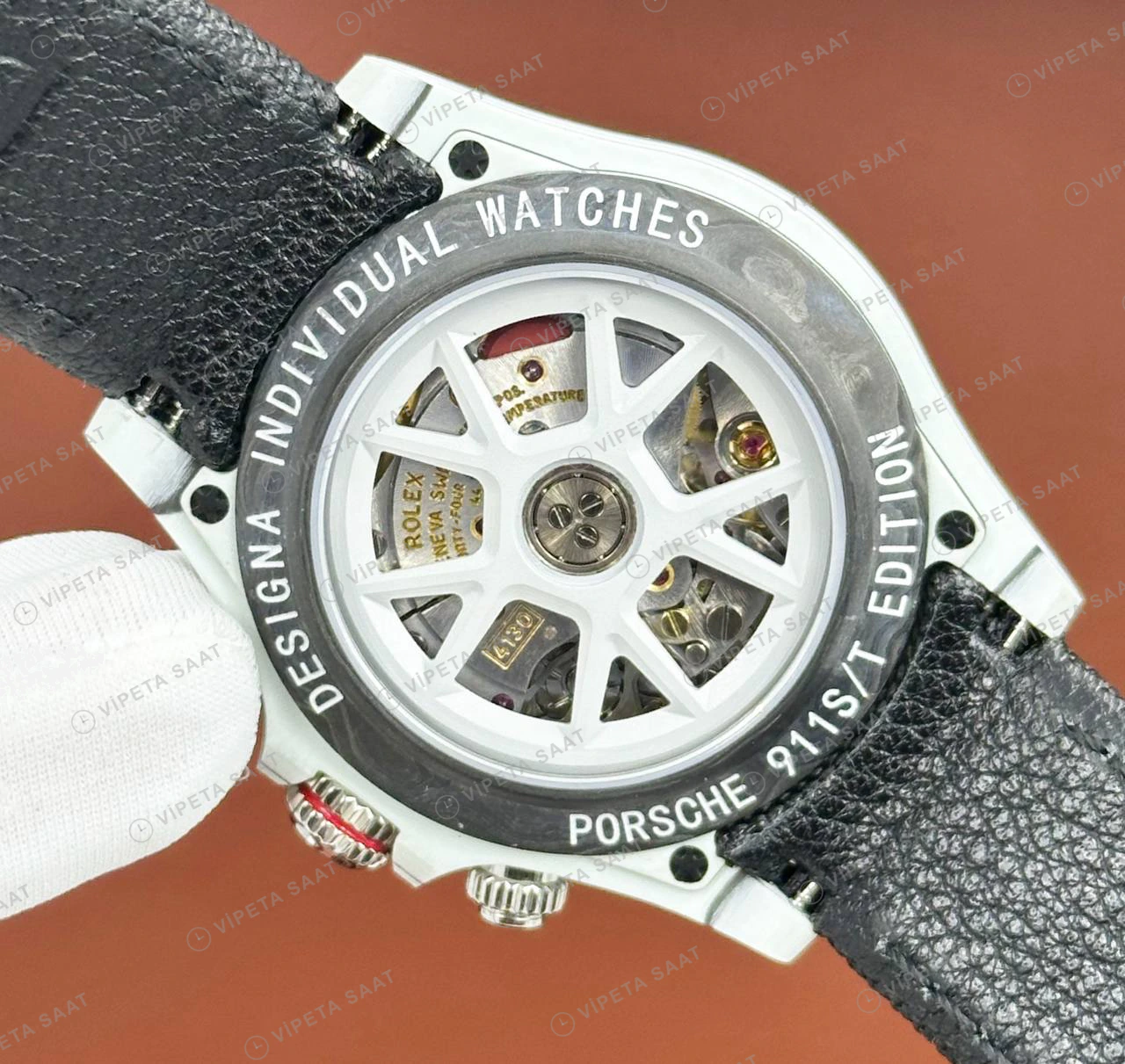 Rolex Daytona 116506 40 mm Buz Mavi Kadranlı Seramik Deri Super Clone Eta Saat detay 4