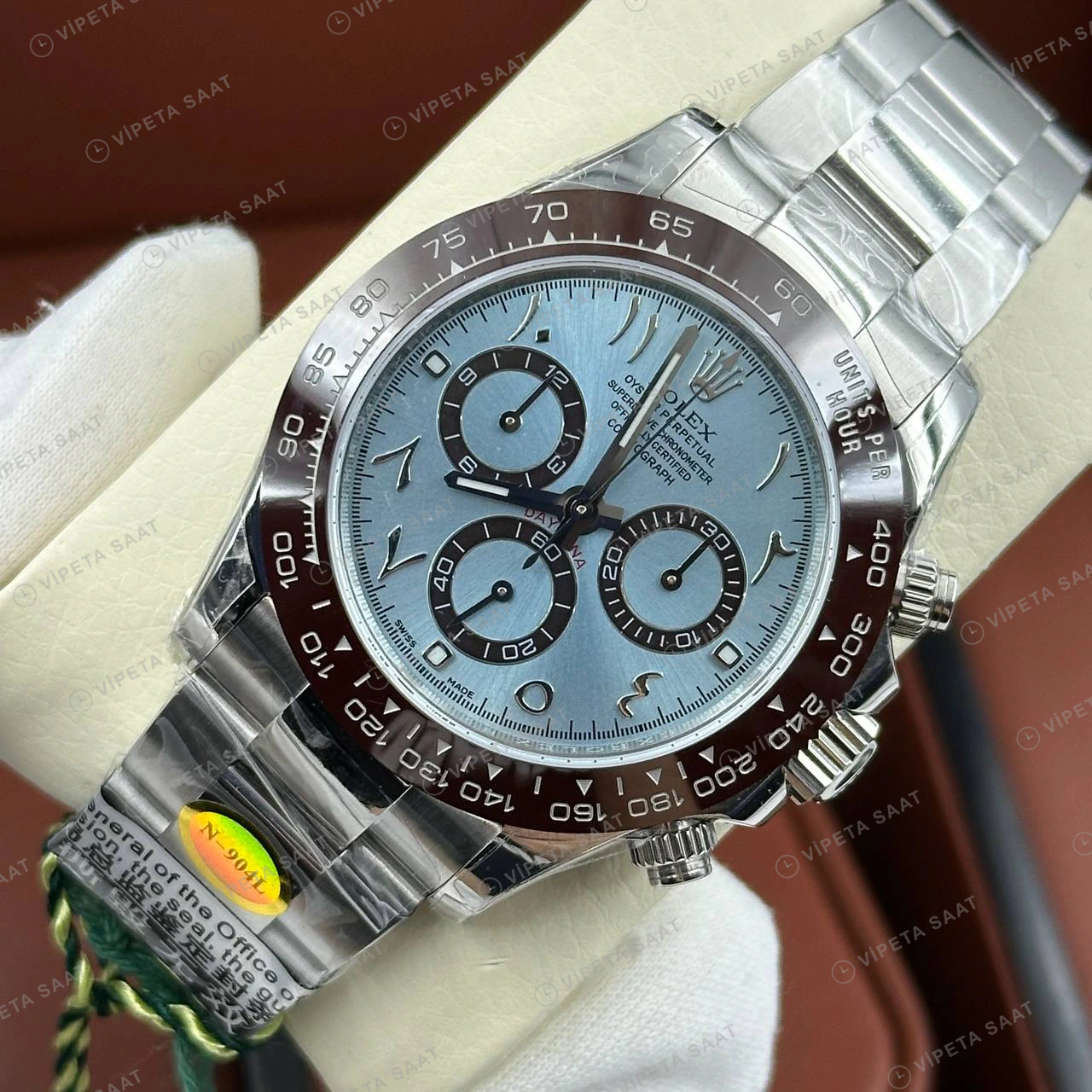 Rolex Daytona 116506 40 mm Buz Mavi Kadranlı Seramik Super Clone Eta Saat detay 3