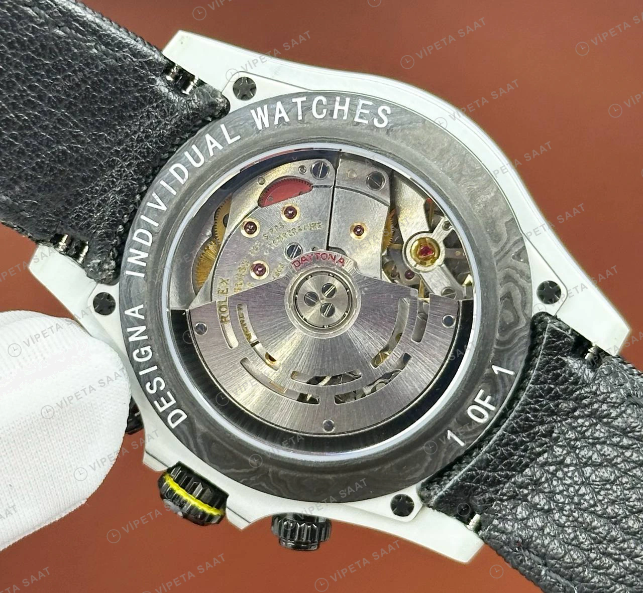 Rolex Daytona 126500LN 40 mm Beyaz Kadranlı Deri 2 Super Clone Eta Saat detay 3