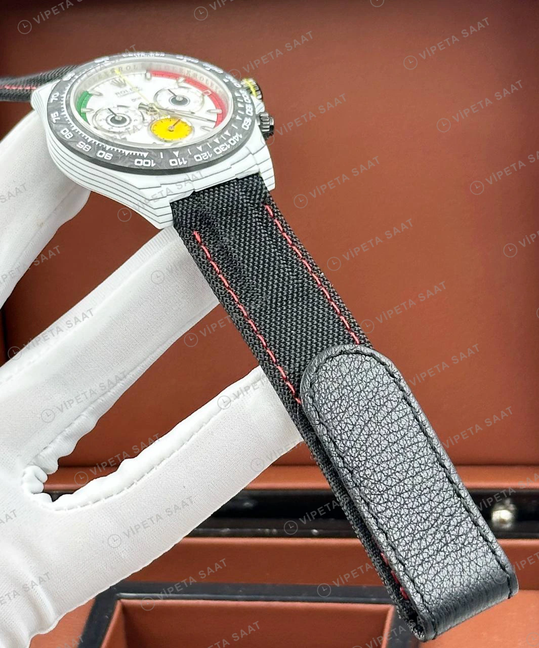 Rolex Daytona 126500LN 40 mm Beyaz Kadranlı Deri 2 Super Clone Eta Saat detay 4