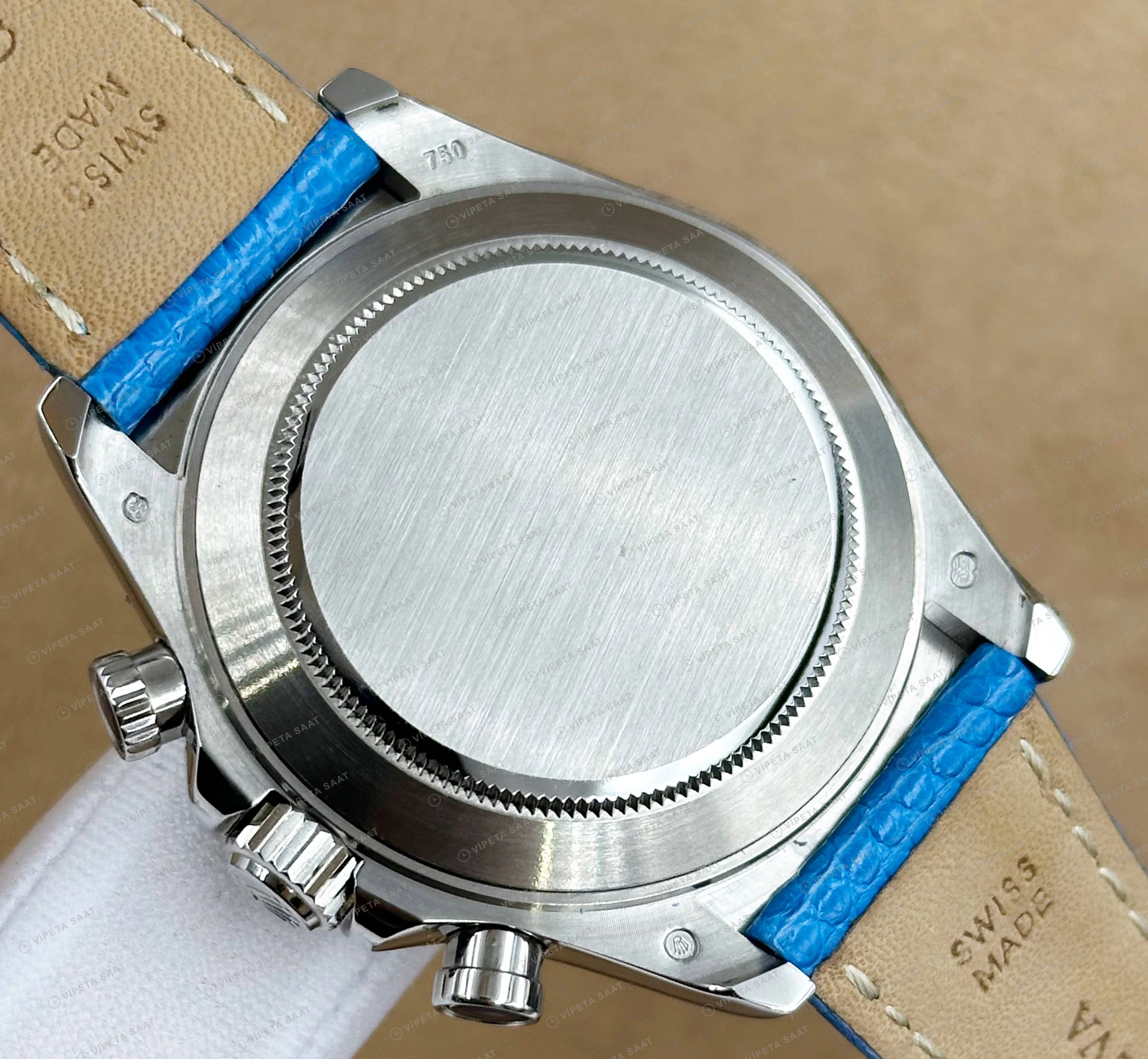 Rolex Daytona 126500LN 40 mm Mavi Kadranlı Deri Super Clone Eta Saat detay 5
