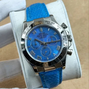 Rolex Daytona 126500LN 40 mm Mavi Kadranlı Deri Super Clone Eta Saat detay 6