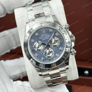Rolex Daytona 126500LN 40 mm Mavi Kadranlı Pırlanta Super Clone Eta Saat detay 6