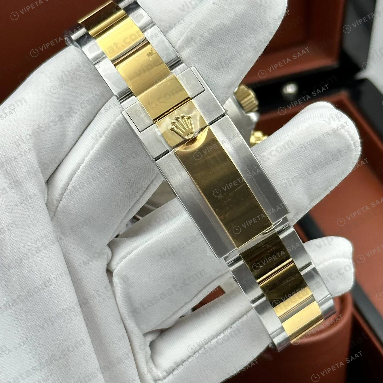 Rolex Daytona 126500LN 40 mm Siyah Kadranlı İki Renk Pırlanta Super Clone Eta Saat detay 4