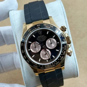 Rolex Daytona 126508 40 mm Kahve Kadranlı Sarı Altın Deri Super Clone Eta Saat detay 6