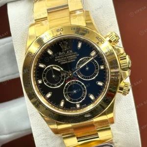 Rolex Daytona 126508 40 mm Mavi Kadranlı Sarı Altın Super Clone Eta Saat detay 6