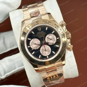 Rolex Daytona 126508 40 mm Pembe Kadranlı Oysterflex Sarı Altın Super Clone Eta Saat detay 6