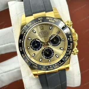 Rolex Daytona 126508 40 mm Sarı Kadranlı Oysterflex Sarı Altın Seramik Super Clone Eta Saat detay 6