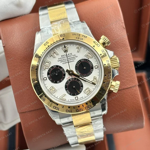 Rolex Daytona 126508 40 mm Sarı Kadranlı Sarı Altın İki Renk 2 Super Clone Eta Saat detay 5