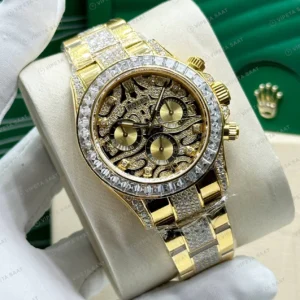 Rolex Daytona 126508 40 mm Sarı Kadranlı Sarı Altın İki Renk Pırlanta 2 Super Clone Eta Saat detay 5