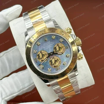 Rolex Daytona 126508 40 mm Sarı Kadranlı Sarı Altın İki Renk Pırlanta Super Clone Eta Saat detay 4