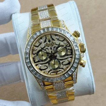 Rolex Daytona 126508 40 mm Sarı Kadranlı Sarı Altın Pırlanta Super Clone Eta Saat detay 6