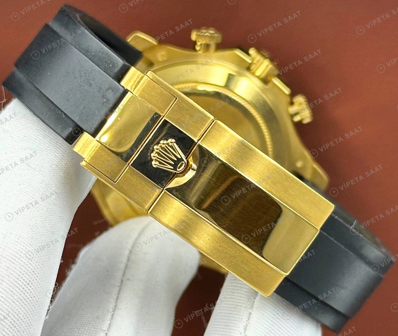 Rolex Daytona 126508 40 mm Sedef Kadranlı Oysterflex Sarı Altın Super Clone Eta Saat detay 4
