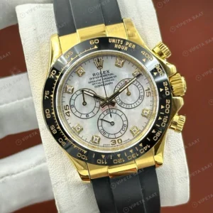 Rolex Daytona 126508 40 mm Sedef Kadranlı Oysterflex Sarı Altın Super Clone Eta Saat detay 6