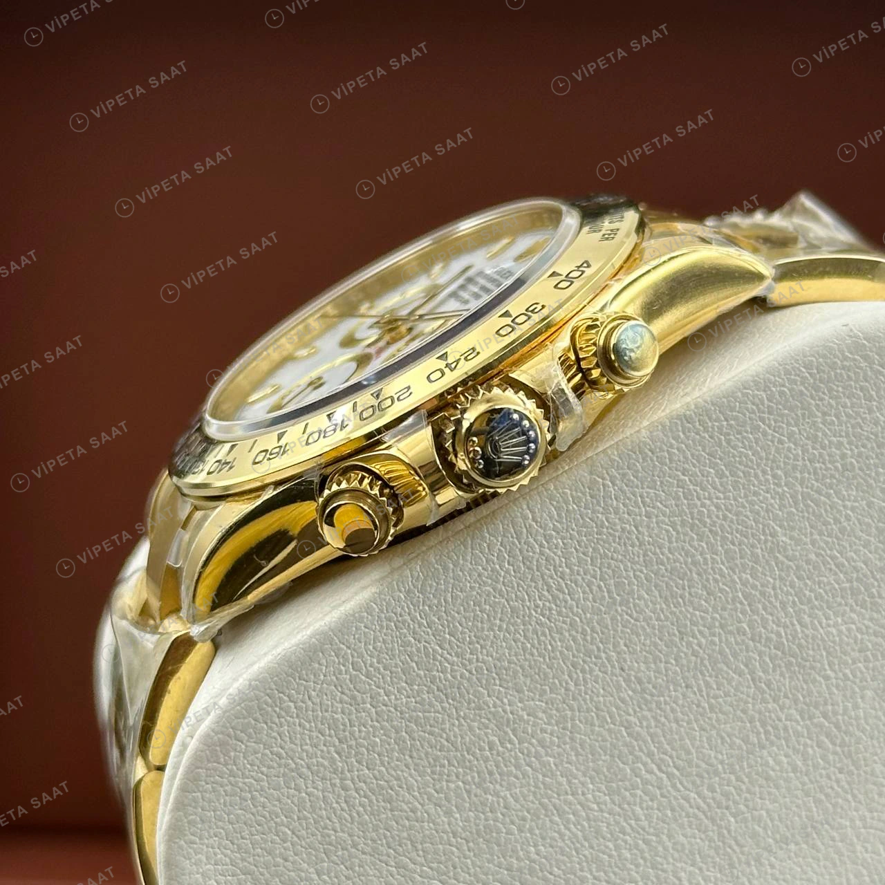 Rolex Daytona 126508 40 mm Sedef Kadranlı Sarı Altın İki Renk Pırlanta Super Clone Eta Saat detay 4