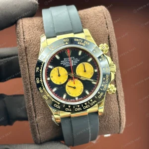 Rolex Daytona 126508 40 mm Siyah Kadranlı Oysterflex Sarı Altın 2 Super Clone Eta Saat detay 4