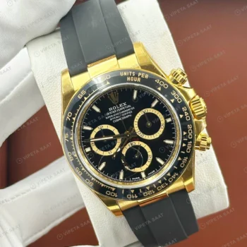 Rolex Daytona 126508 40 mm Siyah Kadranlı Oysterflex Sarı Altın Super Clone Eta Saat detay 6