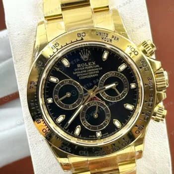 Rolex Daytona 126508 40 mm Siyah Kadranlı Sarı Altın 3 Super Clone Eta Saat detay 6