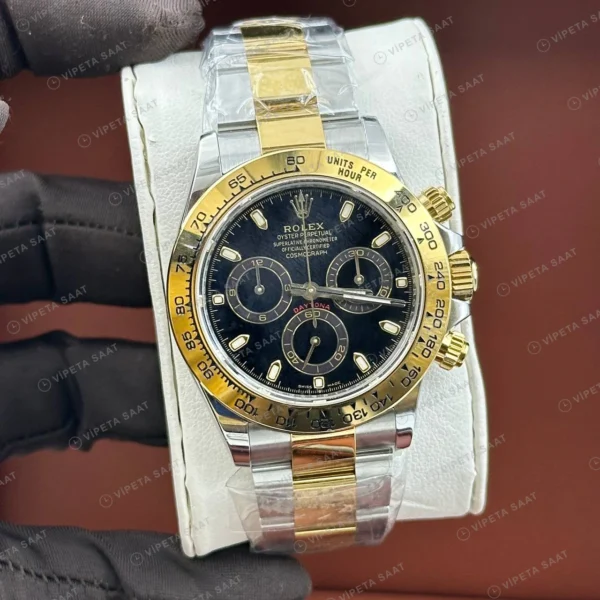 Rolex Daytona 126508 40 mm Siyah Kadranlı Sarı Altın İki Renk 2 Super Clone Eta Saat detay 5