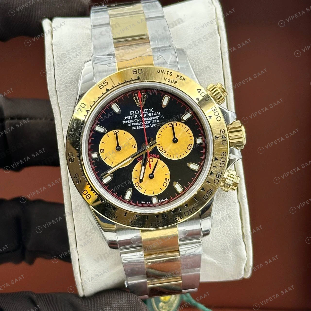 Rolex Daytona 126508 40 mm Siyah Kadranlı Sarı Altın İki Renk 3 Super Clone Eta Saat detay 3