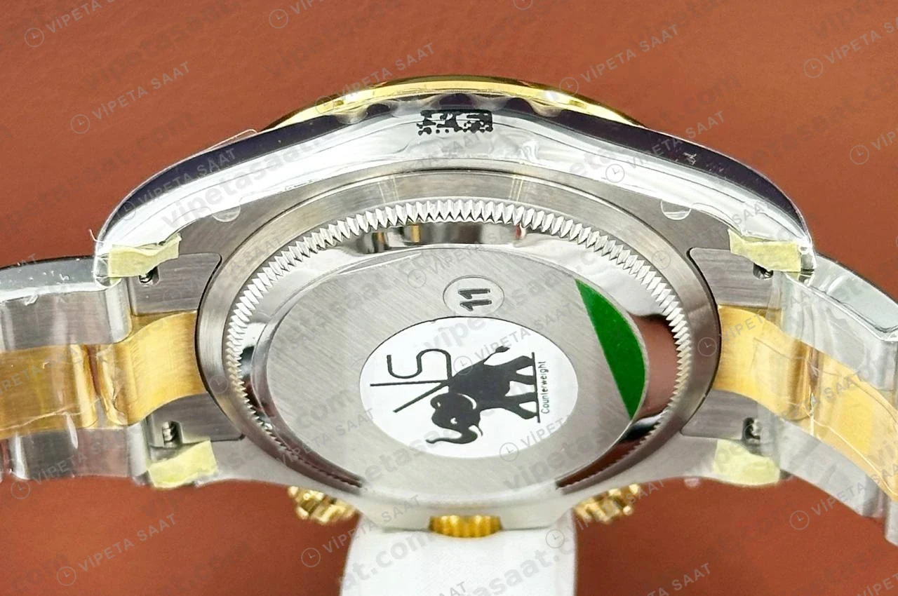 Rolex Daytona 126508 40 mm Siyah Kadranlı Sarı Altın İki Renk Super Clone Eta Saat yan görünüm