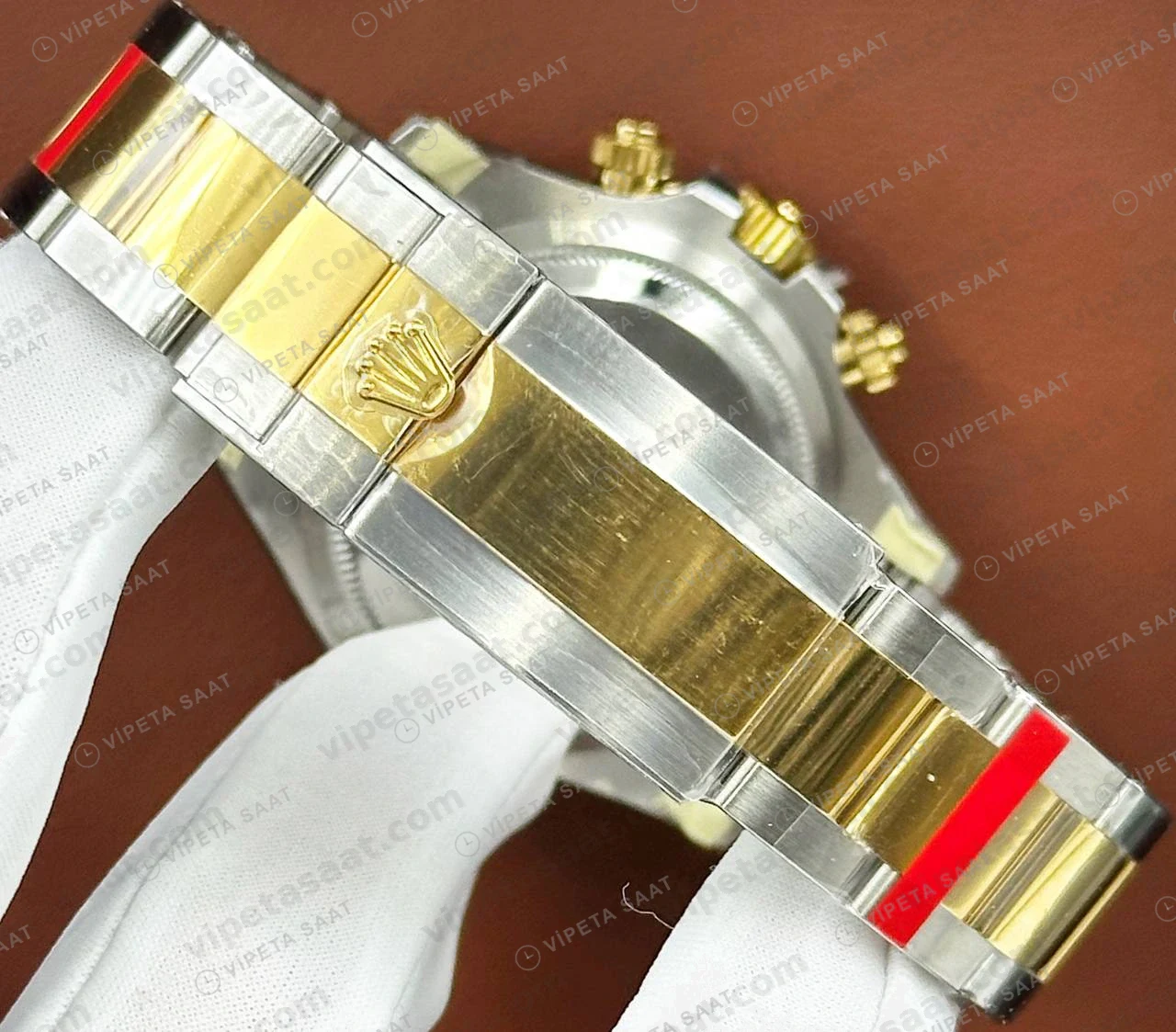 Rolex Daytona 126508 40 mm Siyah Kadranlı Sarı Altın İki Renk Super Clone Eta Saat detay 3
