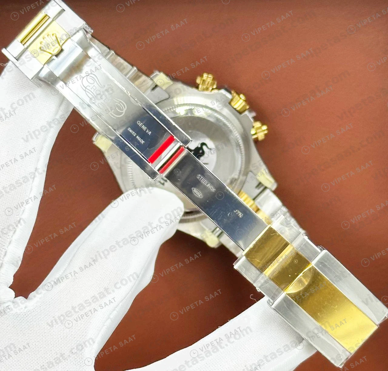 Rolex Daytona 126508 40 mm Siyah Kadranlı Sarı Altın İki Renk Super Clone Eta Saat detay 4