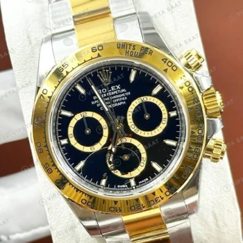 Rolex Daytona 126508 40 mm Siyah Kadranlı Sarı Altın İki Renk Super Clone Eta Saat detay 5