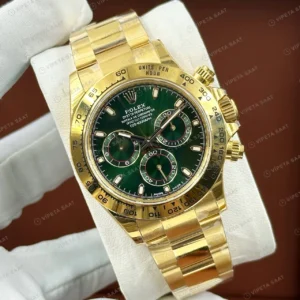 Rolex Daytona 126508 40 mm Yeşil Kadranlı Sarı Altın 2 Super Clone Eta Saat detay 6