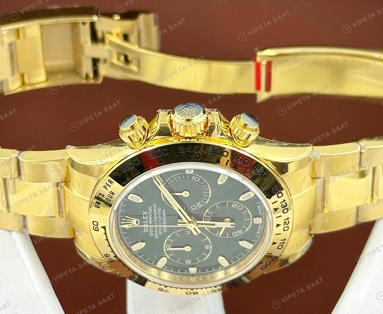 Rolex Daytona 126508 40 mm Yeşil Kadranlı Sarı Altın Super Clone Eta Saat detay 4
