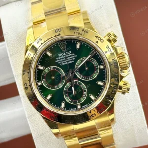 Rolex Daytona 126508 40 mm Yeşil Kadranlı Sarı Altın Super Clone Eta Saat detay 5