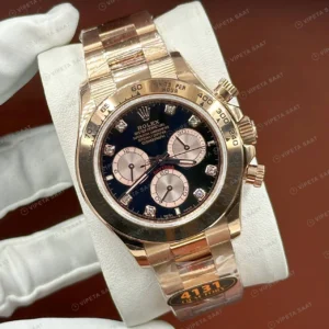 Rolex Daytona 126518LN 40 mm Pembe Kadranlı Oysterflex Everose Super Clone Eta Saat detay 6