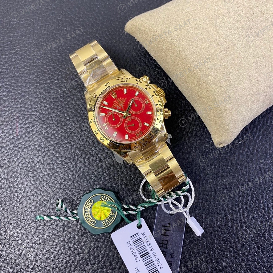 Rolex Daytona Kırmızı Super Clone ETA Saat detay 5