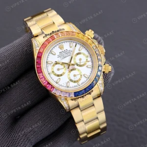 Rolex Daytona Baget Beyaz Super Clone ETA Saat karşıdan görünüm