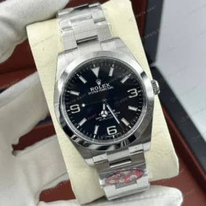 Rolex Explorer 124270 36 mm Siyah Kadranlı Super Clone Eta Saat karşıdan görünüm