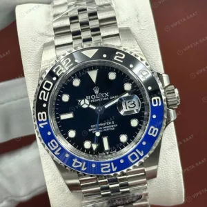 Rolex GMT-Master II 126710BLNR Batgirl 904L Çelik Mavi-Siyah Jubilee ETA Saat karşıdan görünüm