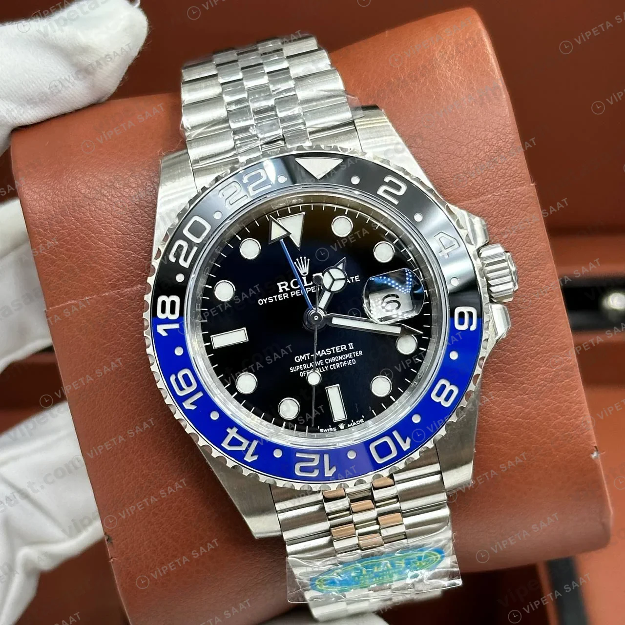 Rolex GMT-Master II 126710BLNR Batgirl Clean Factory Jubilee Super Clone ETA Saat ön yüz